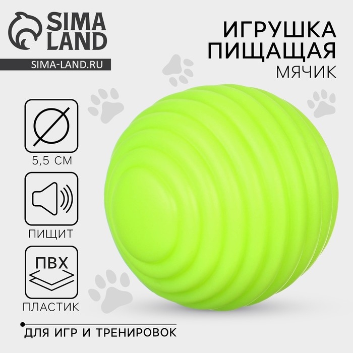 Игрушки для собак. Мячик с пищалкой «Зелёный», d=5,5 см Игрушки для собак. Мячик с пищалкой «Зелёный», d=5,5 см