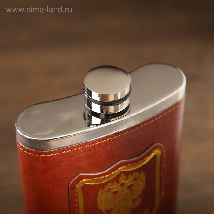 Фляжка для алкоголя и воды, 300 мл, Фляжка для алкоголя и воды, 300 мл, "Герб", нержавеющая сталь, подарочная, армейская, 10 oz