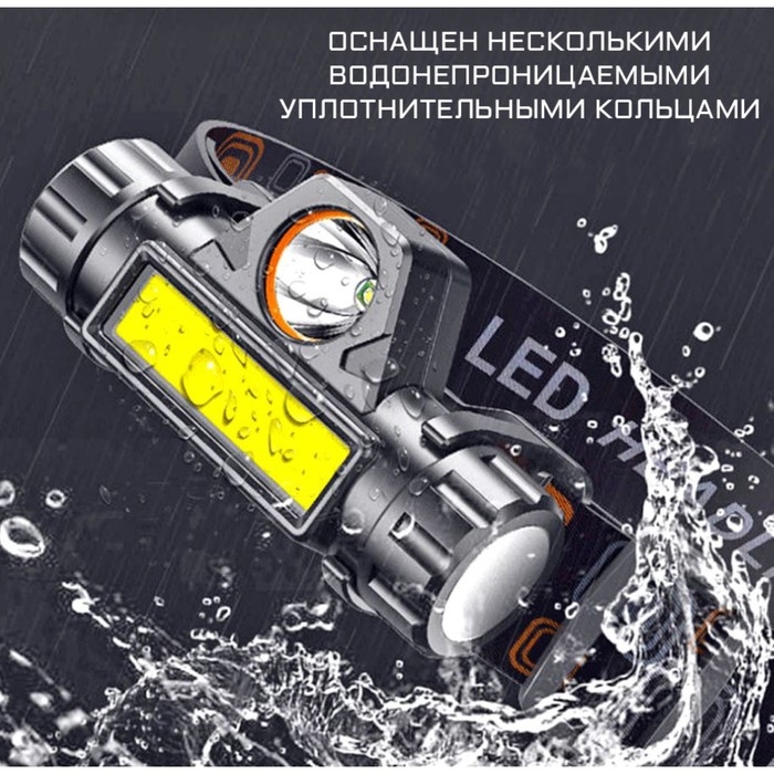 Фонарь налобный аккумуляторный  Фонарь налобный аккумуляторный "Мастер К.", 5 Вт, 140 лм, 1200 мАч, 4 режима, USB