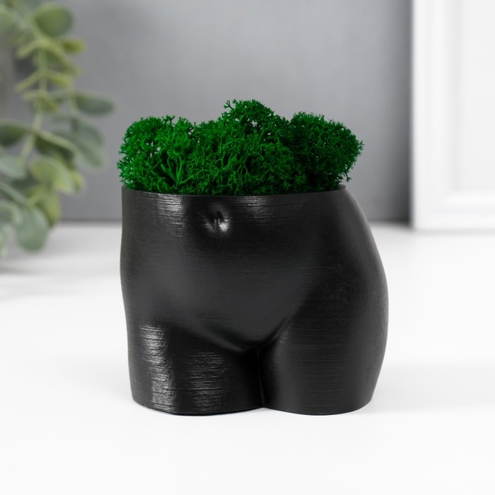 Кашпо бетонное  Кашпо бетонное "Невинный вид" высота 6,5см, ширина 8,5см черный со мхом