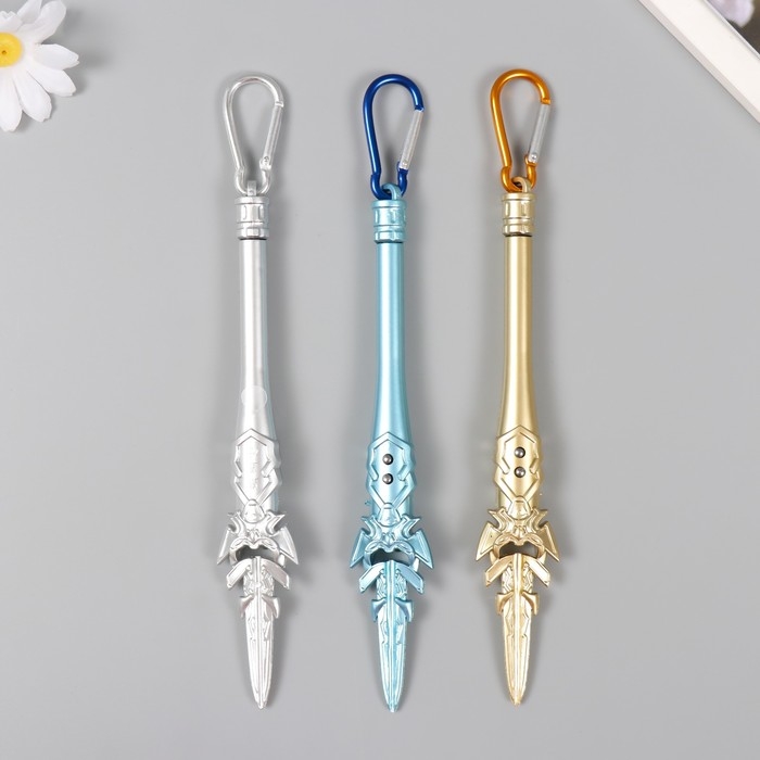 Фонарик свет на карабине  Фонарик свет на карабине "Меч" мигает, 3 режима, ультрафиолет, лазер  2х3х19 см МИКС