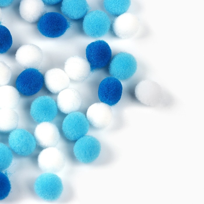 Набор текстильных деталей для декора. Помпоны для творчества &laquo;Голубые Микс&raquo;, 55 гр