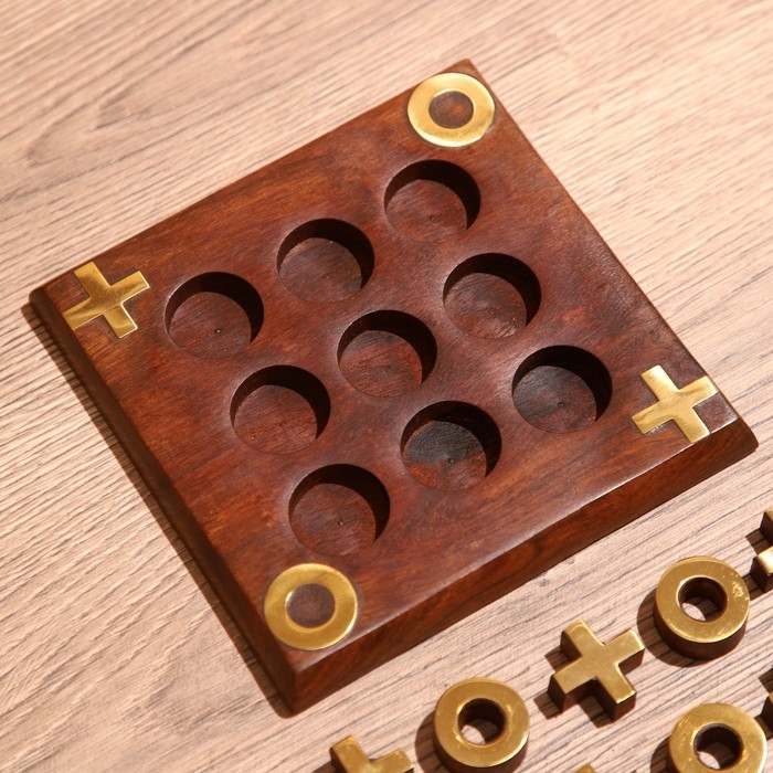 Игра настольная  Игра настольная "Крестики-нолики" 12,5х12,5х1 см, дерево шишам