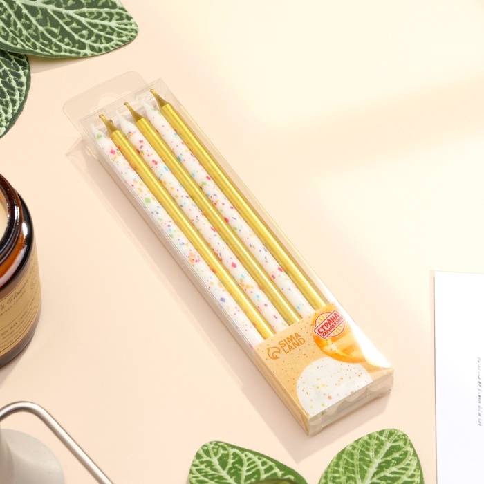 Свечи для торта Свечи для торта "Конфетти", 12 шт, золотые и белые