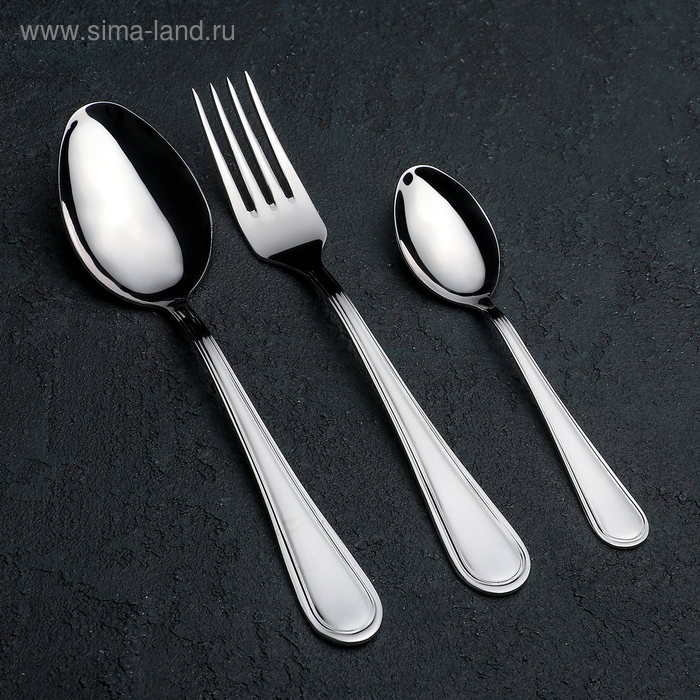 Набор столовых приборов « Рапсодия», 18 предметов, картонная коробка, цвет серебряный Набор столовых приборов « Рапсодия», 18 предметов, картонная коробка, цвет серебряный
