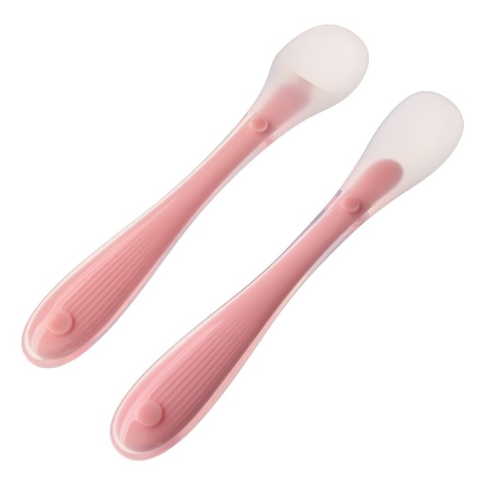 Набор силиконовых ложек для кормления, 2 шт., в контейнере, цвет розовый Набор силиконовых ложек для кормления, 2 шт., в контейнере, цвет розовый