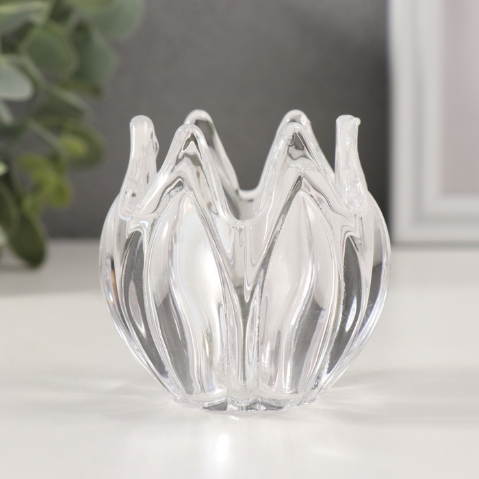 Подсвечник стекло на 1 свечу  Подсвечник стекло на 1 свечу "Остроконечный тюльпан" прозрачный 7х7х7 см
