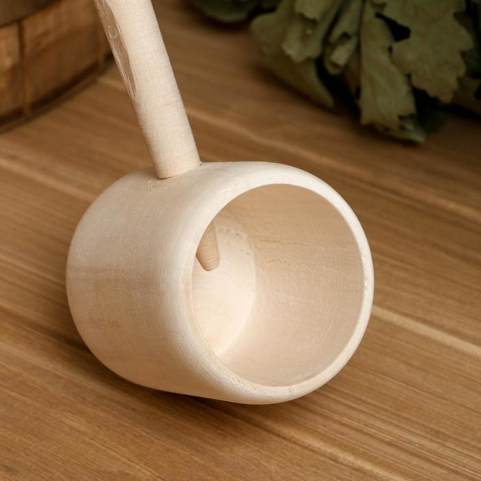 Ковш для бани точеный из липы 0.2л, 41 см, Ковш для бани точеный из липы 0.2л, 41 см, "Добропаровъ"