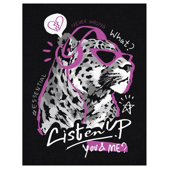 Картина по номерам «Стильный гепард», 30 × 40 см, на черном холсте Картина по номерам «Стильный гепард», 30 × 40 см, на черном холсте