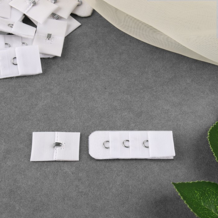 Застёжка для бюстгальтера, 3 ряда 1 крючок, 2 × 2,8 см, 2 × 5 см, 10 шт, цвет белый