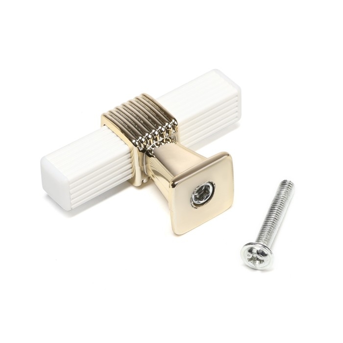 Ручка кнопка CAPPIO PK117, цвет белый/золото Ручка кнопка CAPPIO PK117, цвет белый/золото