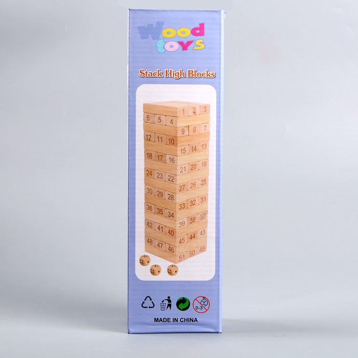 Игра настольная «Падающая башня цветная», 51 шт, 28,5 × 8,5 × 8 см Игра настольная «Падающая башня цветная», 51 шт, 28,5 × 8,5 × 8 см