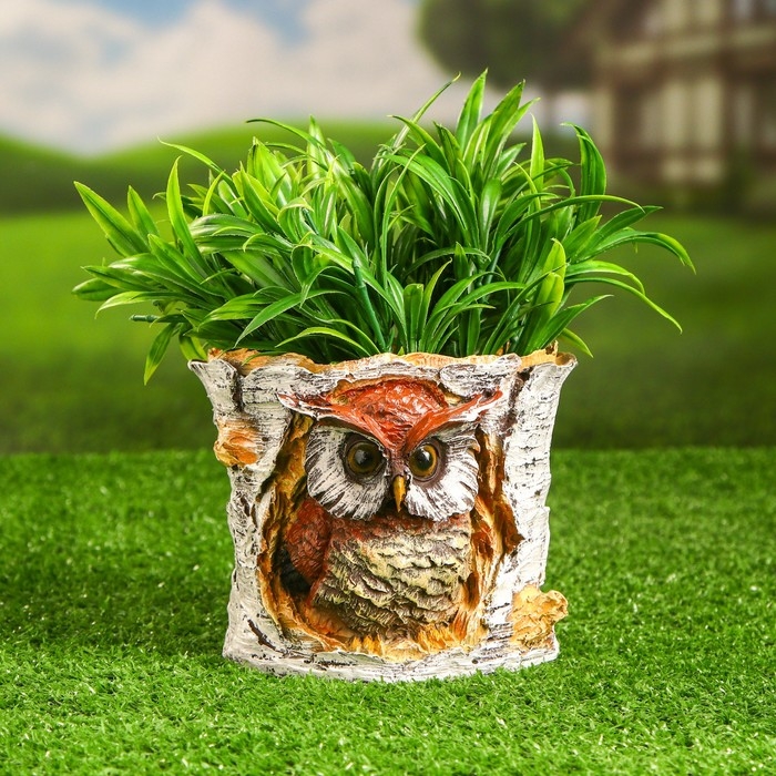 Фигурное кашпо  Фигурное кашпо "Филин в березовом дупле" 12х15см
