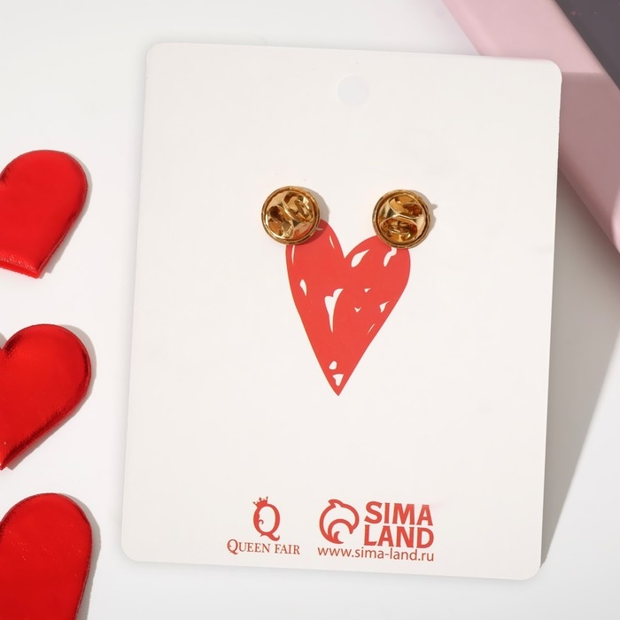 Значки-неразлучники «Сердце» булавка, цвет красный в золоте Значки-неразлучники «Сердце» булавка, цвет красный в золоте