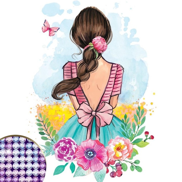 Алмазная мозаика с частичным заполнением на холсте «Девушка», 15 х 21 см Алмазная мозаика с частичным заполнением на холсте «Девушка», 15 х 21 см