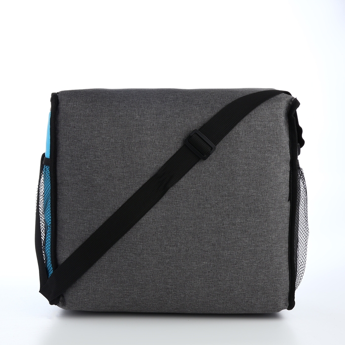 Термосумка на молнии, наружный карман, 23 л, цвет серый/голубой Термосумка на молнии, наружный карман, 23 л, цвет серый/голубой