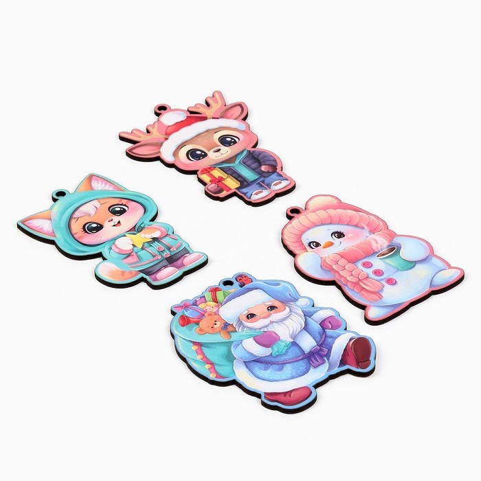 Ёлочная игрушка новогодняя , 4 шт, набор, милый Ёлочная игрушка новогодняя , 4 шт, набор, милый