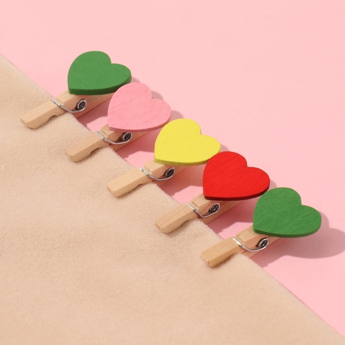 Прищепки для шитья «С сердцем», 3,5 × 2 × 1 см, 10 шт, цвет разноцветный Прищепки для шитья «С сердцем», 3,5 × 2 × 1 см, 10 шт, цвет разноцветный