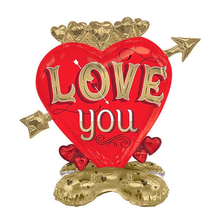 Шар фольгированный 40 Шар фольгированный 40" «Сердце со стрелой», на подставке, под воздух