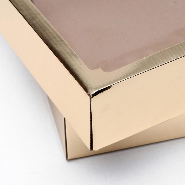 Коробка сборная, крышка-дно, с окном, золотая, 37 х 32 х 7 см Коробка сборная, крышка-дно, с окном, золотая, 37 х 32 х 7 см