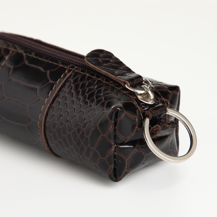 Ключница карманная на молнии, TEXTURA, длина 12,5 см, кольцо, цвет коричневый Ключница карманная на молнии, TEXTURA, длина 12,5 см, кольцо, цвет коричневый