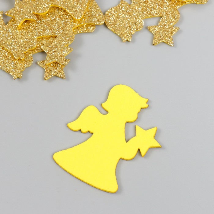 Декор Декор "Ангелочек" золото 5 см (набор 10 шт) фоам глиттер