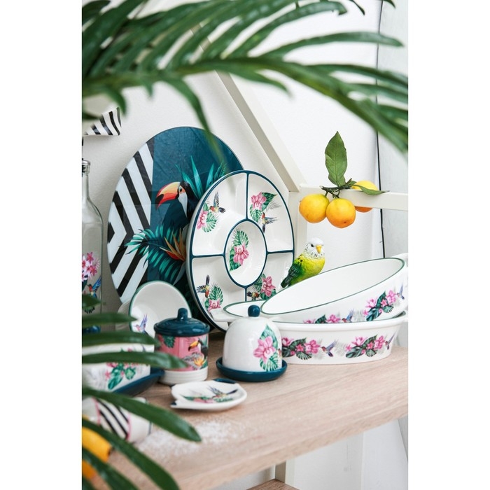 Менажница 5 ячеек Доляна «Тропики», d=26 см, цвет белый Менажница 5 ячеек Доляна «Тропики», d=26 см, цвет белый