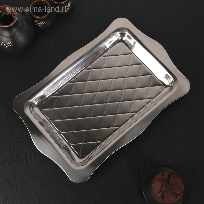 Поднос из нержавеющей стали, 42×28×3 см, цвет серебряный Поднос из нержавеющей стали, 42×28×3 см, цвет серебряный