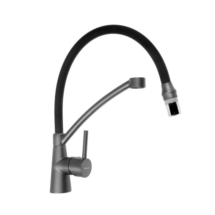 Cмеситель для кухни Accoona A4890TF-2, однорычажный, силиконовый излив, черный, графит Cмеситель для кухни Accoona A4890TF-2, однорычажный, силиконовый излив, черный, графит