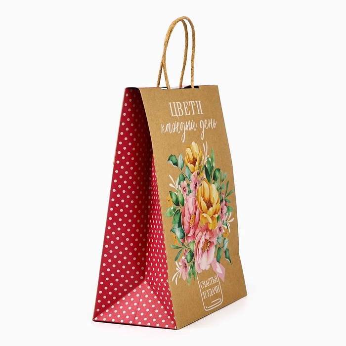 Пакет с клапаном «Букет цветов», крафт, глиттер, 19,5 × 10 × 25.2 см Пакет с клапаном «Букет цветов», крафт, глиттер, 19,5 × 10 × 25.2 см