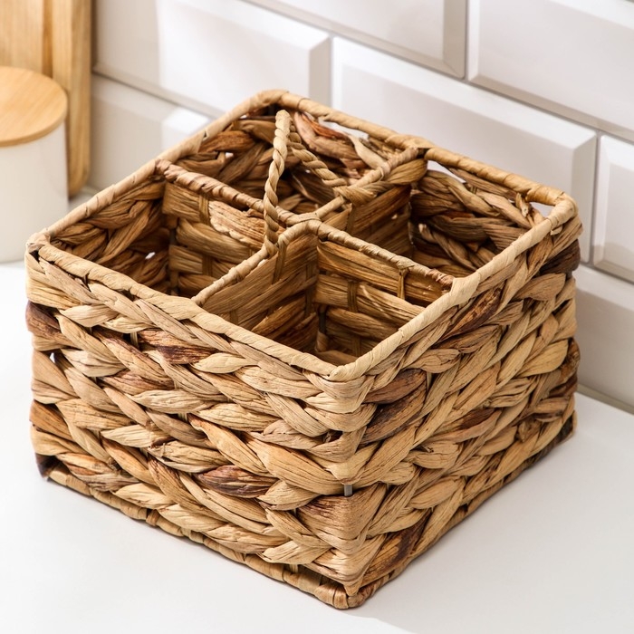 Корзинка для подачи Доляна «Камыш», 20×20×14 см, из соломы