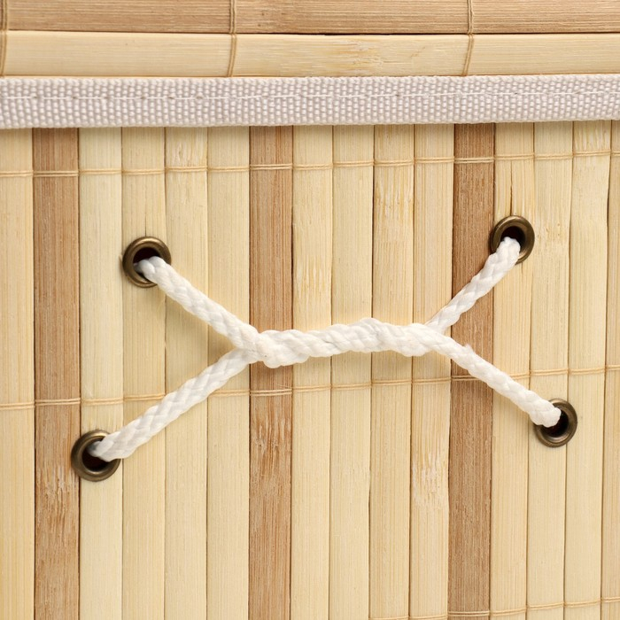 Короб складной для хранения, 28х38 см Н 23 см, бамбук, подкладка, ткань, микс Короб складной для хранения, 28х38 см Н 23 см, бамбук, подкладка, ткань, микс