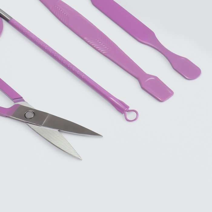 Набор маникюрный, 12 предметов, в футляре, цвет сиреневый Набор маникюрный, 12 предметов, в футляре, цвет сиреневый