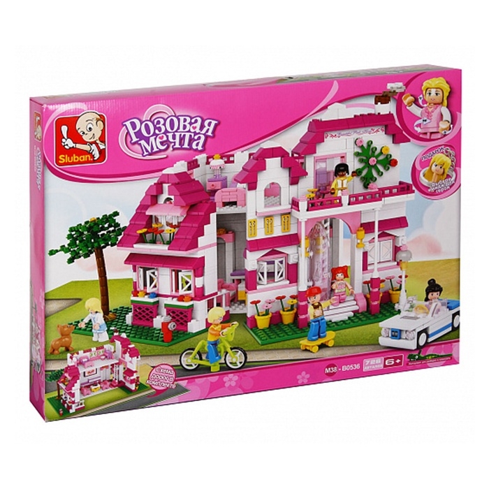 Конструктор блочный для девочек Розовая мечта &laquo;Загородная вилла&raquo;, 726 деталей
