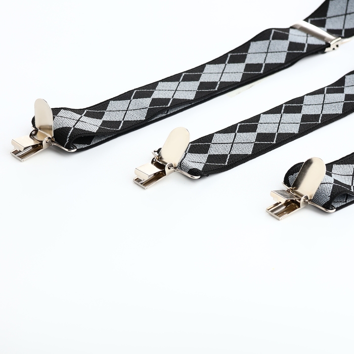 Подтяжки взрослые, ширина 2,5 см, цвет чёрный/серый Подтяжки взрослые, ширина 2,5 см, цвет чёрный/серый