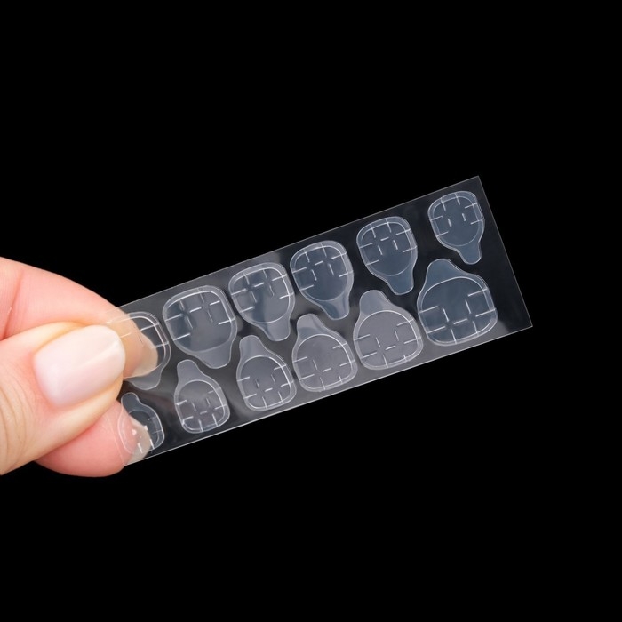 Накладные ногти &laquo;Franch&raquo;, 12 шт, с клеевыми пластинами, форма балерина, бежевые, чёрные