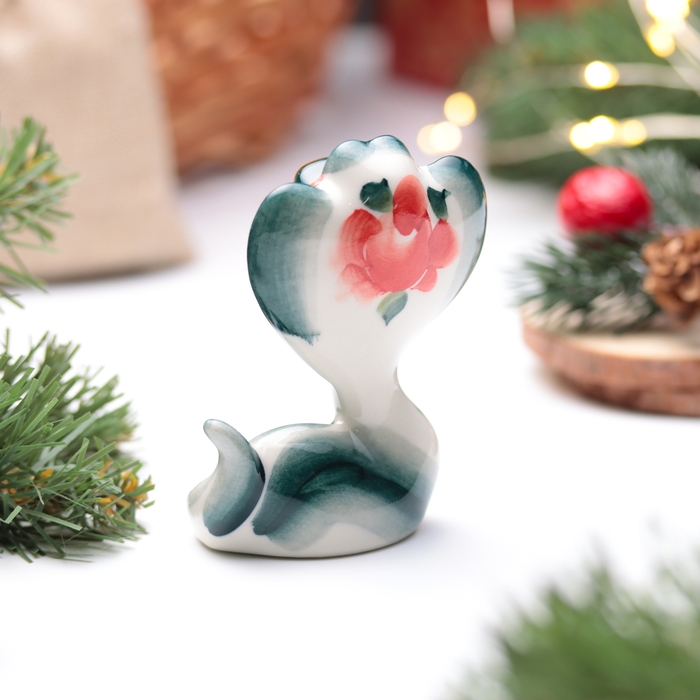 Новый год. Сувенир символ года 2025 Новый год. Сувенир символ года 2025 "Змея Василиса", гжель, цвет, 8,5 см