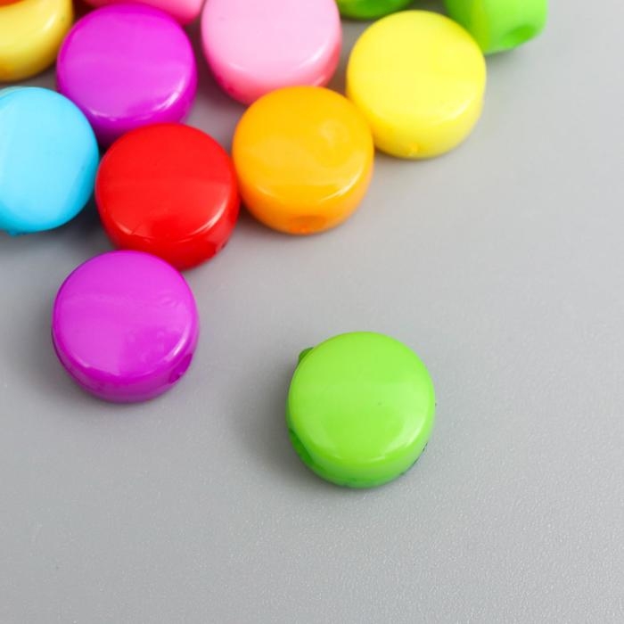 Бусины для творчества пластик Бусины для творчества пластик "Цветные кругляшки" набор 120 шт 0,3х0,6х0,6 см