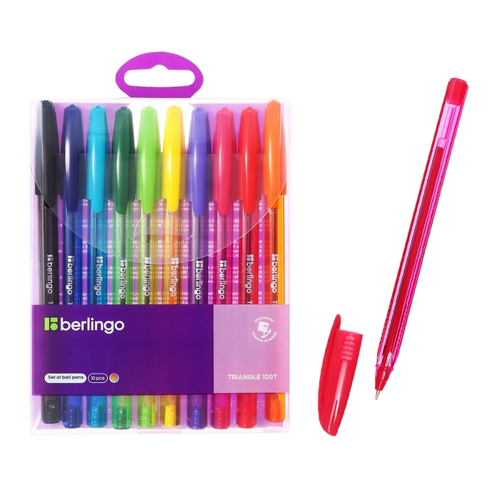 Набор ручек шариковых 10 цветов, Berlingo Набор ручек шариковых 10 цветов, Berlingo "Triangle 100T" 0.5мм