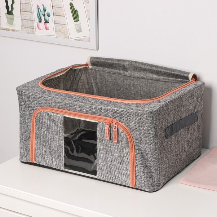 Кофр для хранения вещей Доляна «Моне», 39×29×20 см, цвет серый Кофр для хранения вещей Доляна «Моне», 39×29×20 см, цвет серый