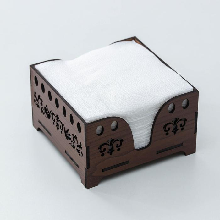 Салфетница Доляна «Орех», 12,5×12,5 см, с салфетками, деревянная, цвет коричневый Салфетница Доляна «Орех», 12,5×12,5 см, с салфетками, деревянная, цвет коричневый