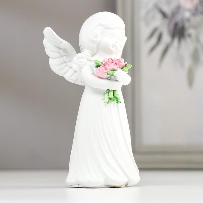 Сувенир полистоун Сувенир полистоун "Белоснежный ангел-девочка с охапкой роз" МИКС 14х7,5х7 см
