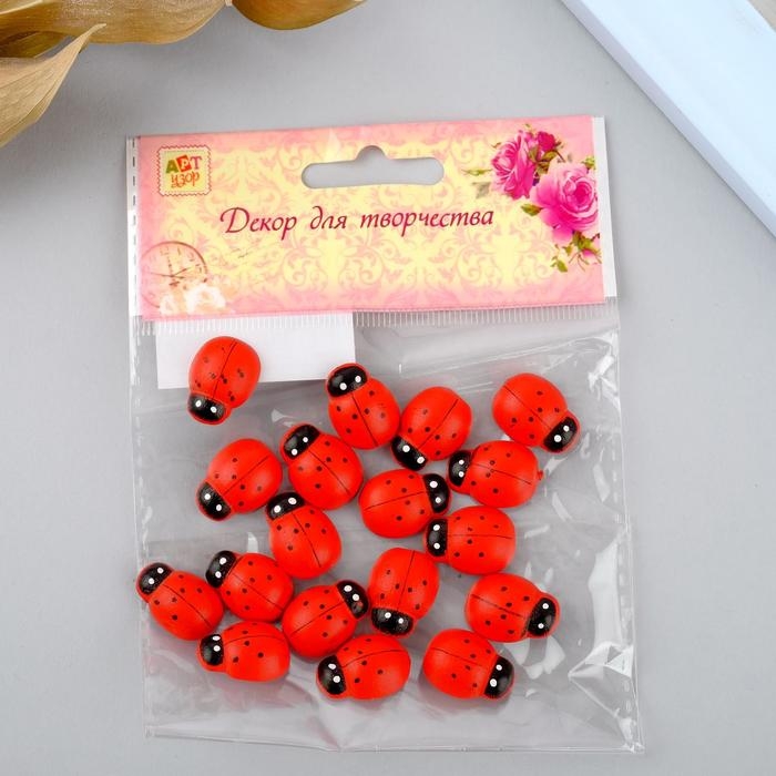 Декор для творчества дерево Декор для творчества дерево "Божьи коровки" (набор 18 шт) 1,9х1,4 см