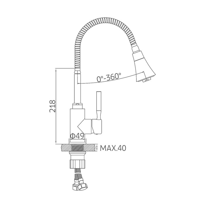 Смеситель для кухни Accoona A9890T-1, однорычажный, силиконовый излив, серый/хром Смеситель для кухни Accoona A9890T-1, однорычажный, силиконовый излив, серый/хром