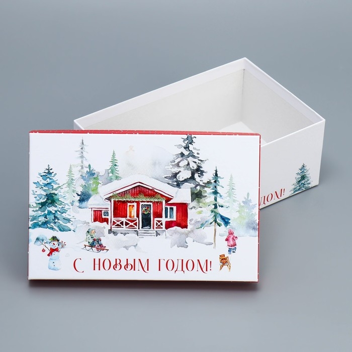 Набор подарочных коробок 10 в 1 «Новогодняя акварель», 12 х 7 х 4 - 32.5 х 20 х 12.5 см, Новый год