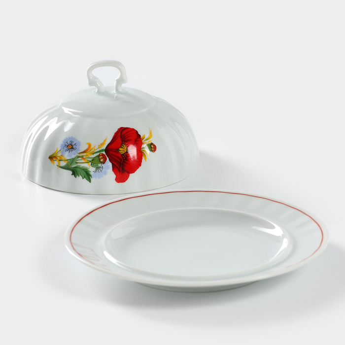 Маслёнка фарфоровая «Маки красные», 500 мл Маслёнка фарфоровая «Маки красные», 500 мл