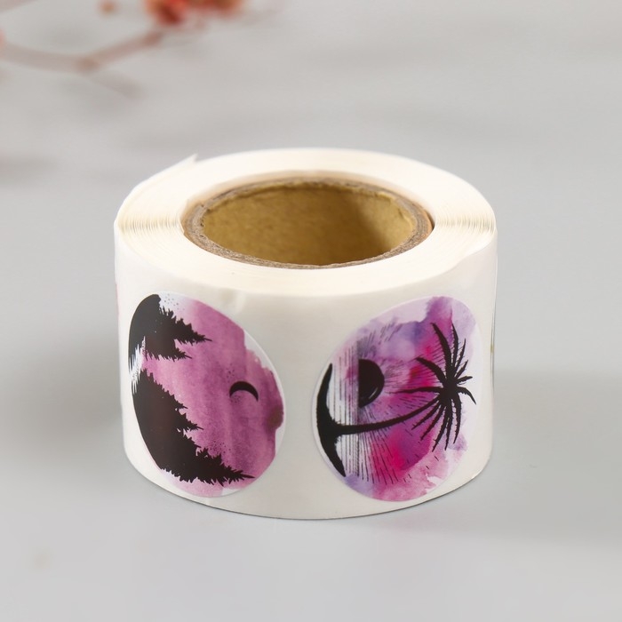 Наклейка бумага Наклейка бумага "Природа" d=2,5 см 252 шт в рулоне