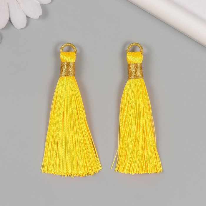 Декор для творчества текстиль Декор для творчества текстиль "Кисть. Оливия" жёлтый набор 2 шт 8х1,2 см