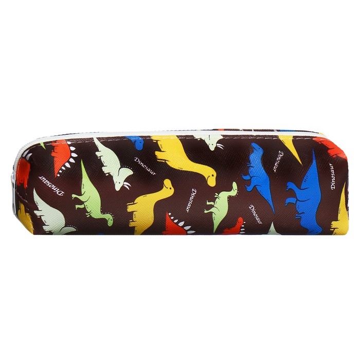 Пенал школьный на молнии Пенал школьный на молнии "Динозавры" Calligrata, коричневый