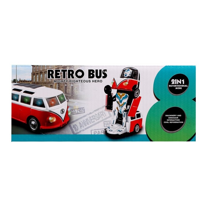 Робот «Ретро автобус», световые и звуковые эффекты, трансформируется